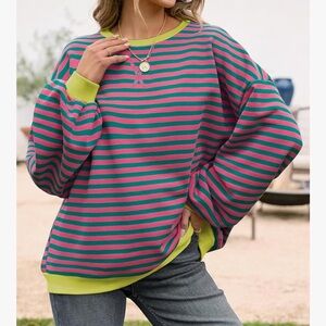 Striped Pink and Green Shirt